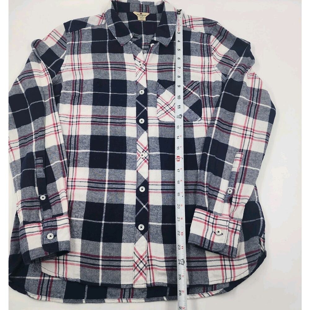 Woolrich Flannel Shirt Button Up Plaid Blue White 100% Cotton Womens Size Medium - Picture 6 of 9